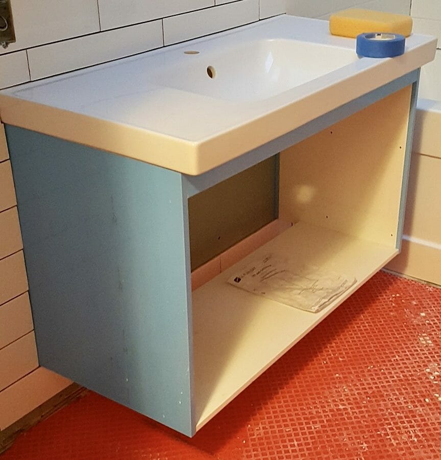 Wall mounted sink as an install example.