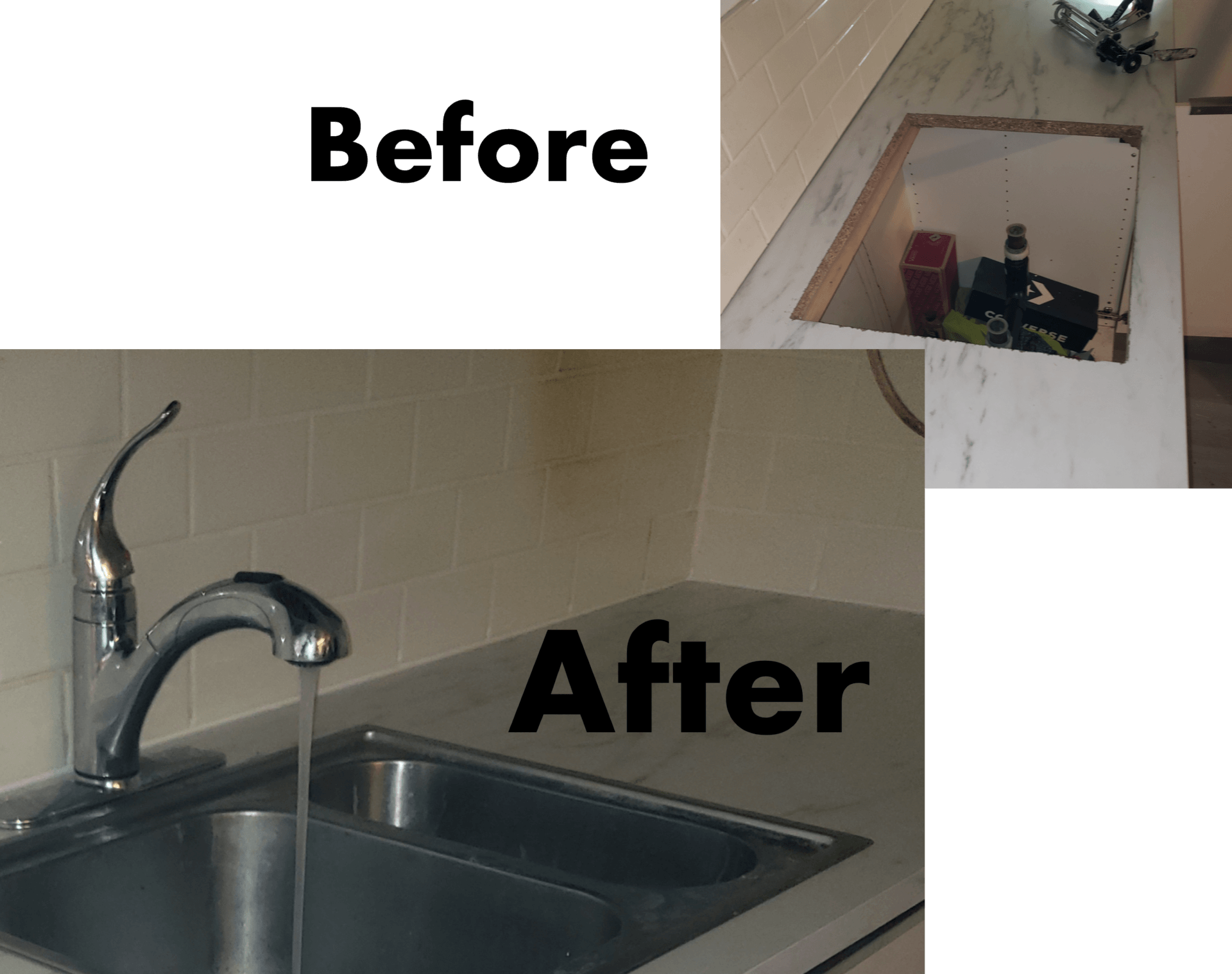 Kitchen sink replacement before and after pics